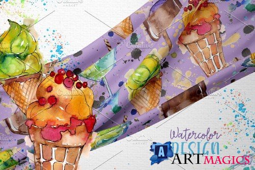 Ice- cream Sundae watercolor png 3828682