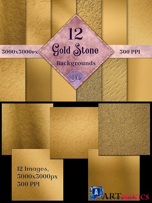 Gold Stone Backgrounds - 12 Image Textures Set - 269189
