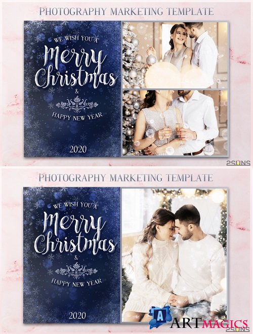 Christmas Card Template, Photoshop template 5x7 flat card - 269262