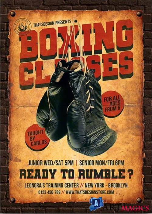 Boxing Classes Flyer Template - 3830545