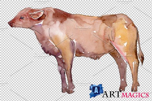 Farm animals:bull Watercolor png - 3835952