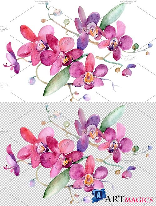Bouquet pink Jessica watercolor png - 3836738