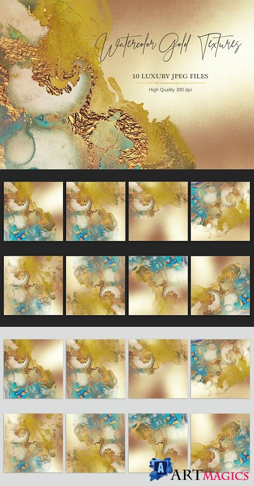 Watercolor Gold Foil Textures - 3733199