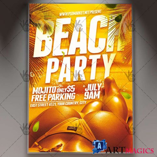 Beach Party Flyer  PSD Template