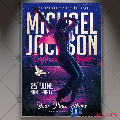 Michael Jackson Tribute Night Flyer  PSD Template