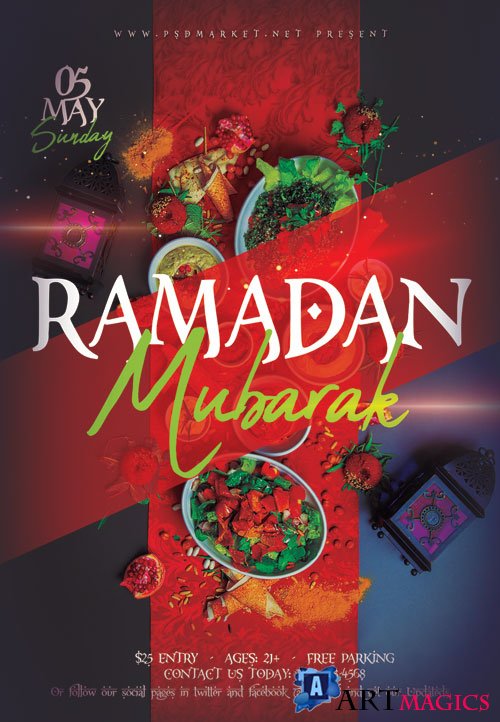 Ramadan Mubarak Kareem Flyer - PSD Template