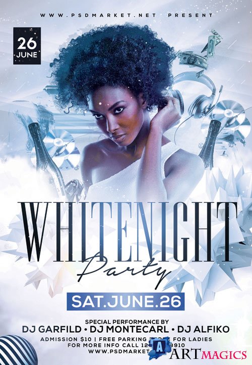 White Night Party Flyer - PSD Template