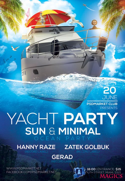 YACHT PARTY  PREMIUM FLYER PSD TEMPLATE