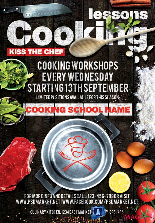 COOKING LESSONS  PREMIUM FLYER PSD TEMPLATE