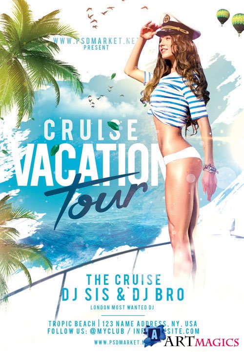 CRUISE VACATION TOUR FLYER  PSD TEMPLATE