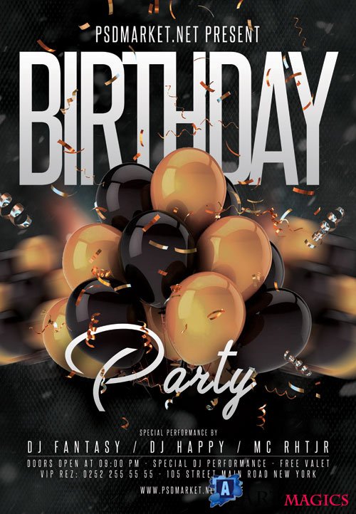 Birthday Event Flyer  PSD Template