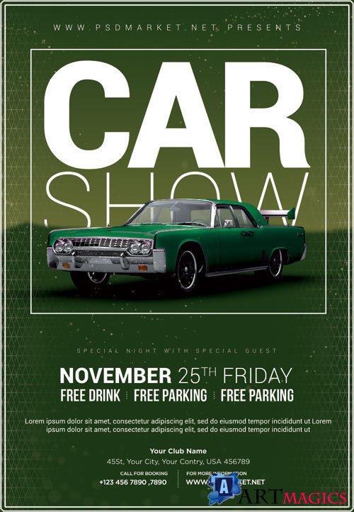 Car Show Event Flyer  PSD Template