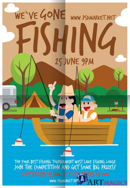 FISHING FLYER  PSD TEMPLATE