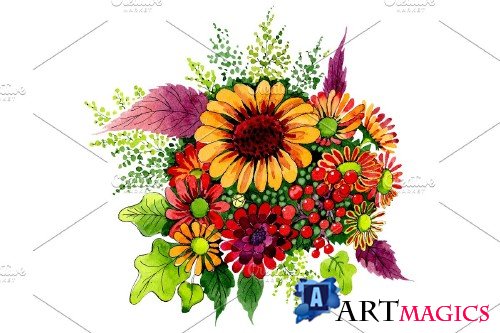 Bouquet of wild flowers PNG set - 3103668