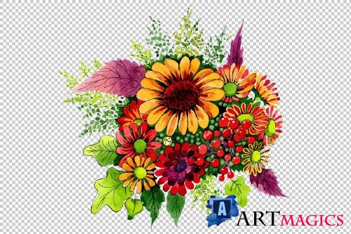 Bouquet of wild flowers PNG set - 3103668