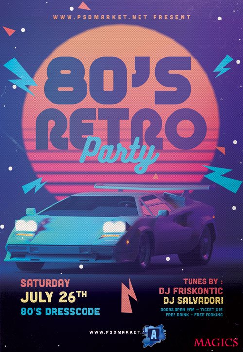 80S PARTY FLYER - PSD TEMPLATE