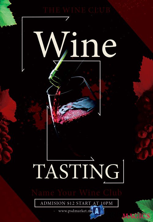 WINE TASTING EVENTS FLYER - PSD TEMPLATE