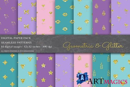 Glitter Geometric Digital Papers - 3808947