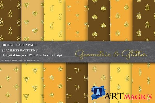 Glitter Geometric Digital Papers - 3808944