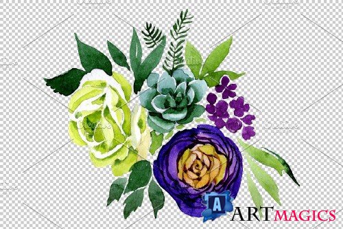 Bouquet "Karelia" watercolor png - 3842853
