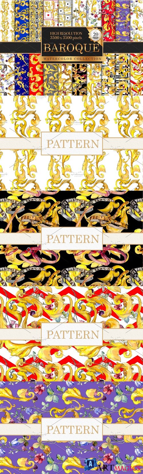 Patterns watercolor png - 3840774