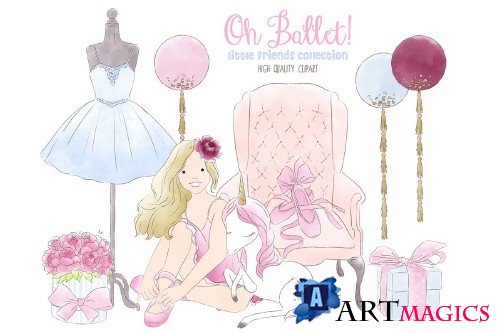 Ballerina, ballet watercolor clipart - 3816714
