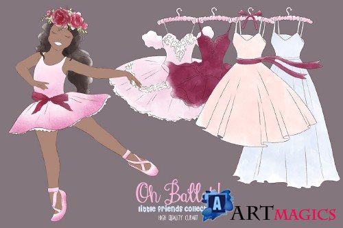 Ballerina, ballet watercolor clipart - 3816714