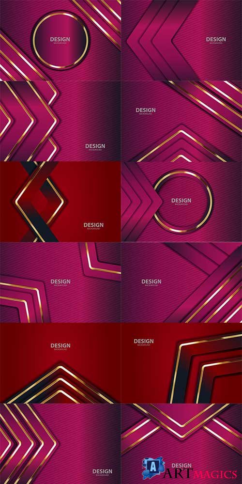        / Red backgrounds with gold lines in vector