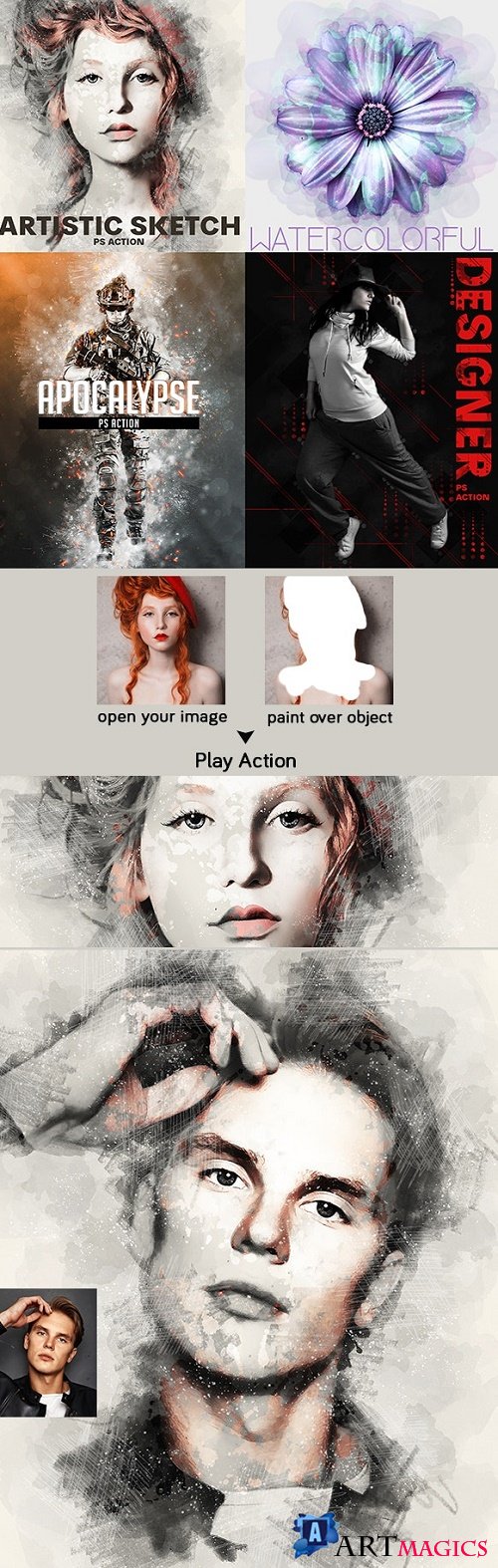4 In One Pro Photoshop Actions V2 Bundle 23925243