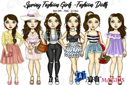 Spring Fashion Girls Planner Clipart, Fashion Girls Illustra - 210408