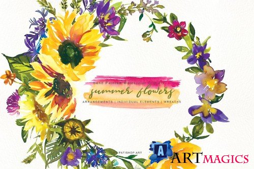 Watercolor Sunflower Clipart Set - 3863367