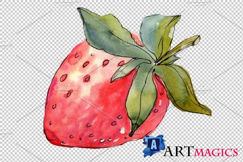 Strawberry "Kimberly" watercolor png - 3864770