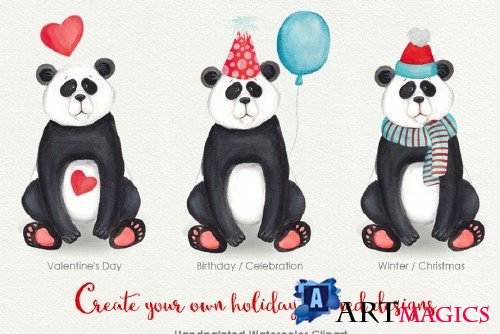 Panda Bear Watercolors - 1100753