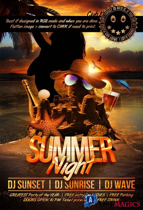Summer Night psd flyer template