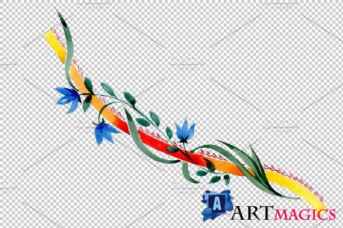 Ornament floral "Riddle" watercolor - 3869060