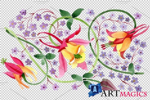 Ornament for flower vase watercolor - 3868431