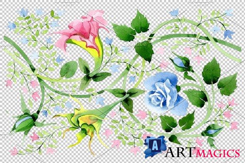 Floral watercolor pattern png - 3868446