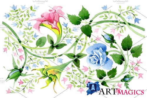 Floral watercolor pattern png - 3868446