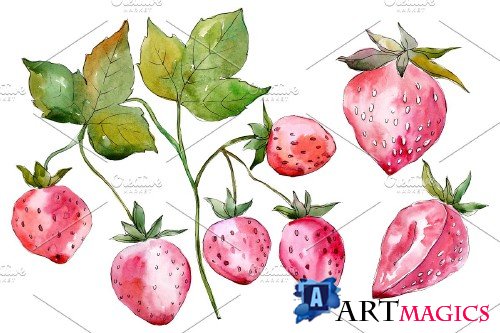 Strawberry red Watercolor png 3886132