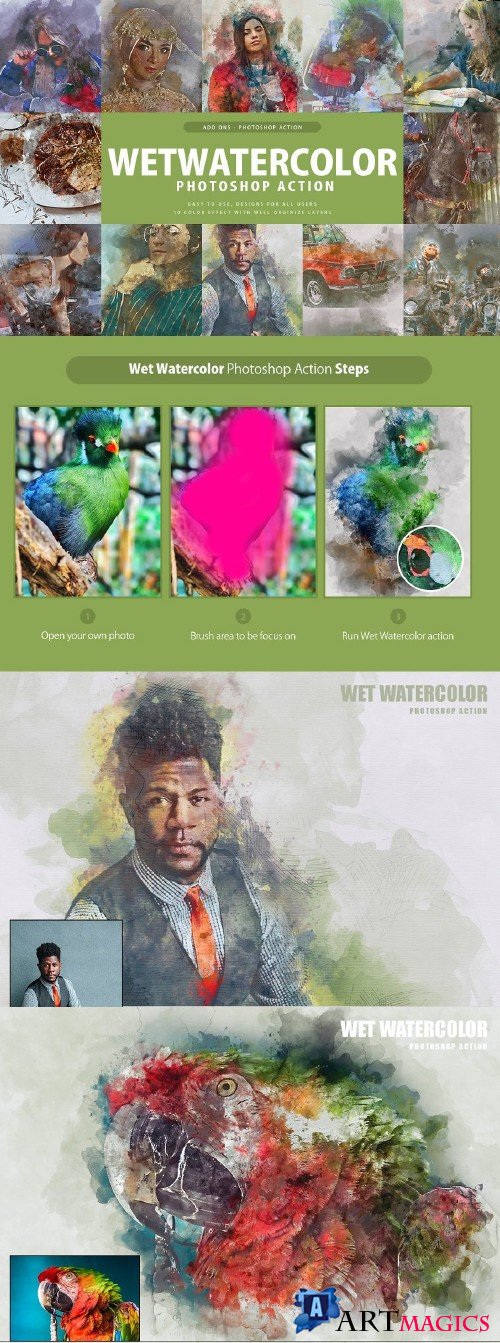 Wet Watercolor Photoshop Action 3357333