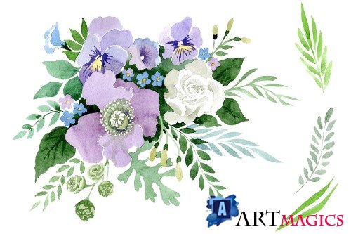 Bouquet Enjoying the world of watercolor PNG - 3885127