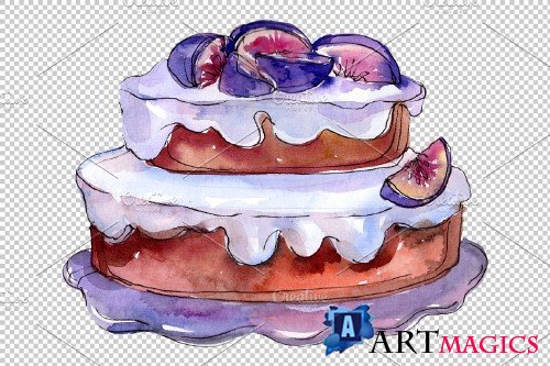 Dessert "Mamulin cake" watercolor - 3885768