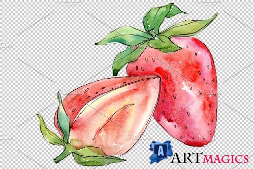 Strawberry "Alba" watercolor png - 3886170