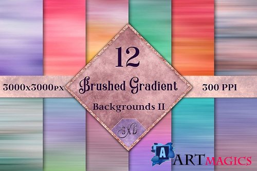 Brushed Gradient Backgrounds II - 12 Image Textures Set - 277691