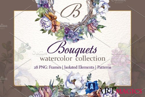 Bouquet Blooming meadow watercolor PNG - 3886926