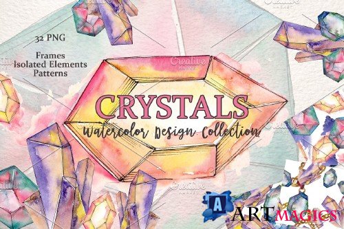 Platinum crystals watercolor png - 3887100