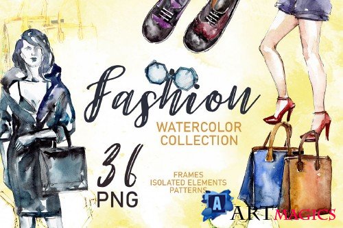 Fashionable collection "Super Style" Watercolor png - 277830
