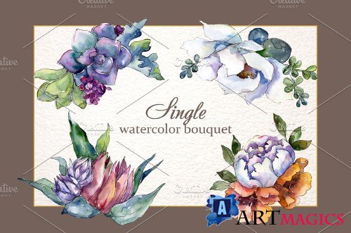 Bouquet Blooming meadow watercolor PNG - 3886926