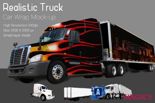Truck With Container Mock-Up - 3892679