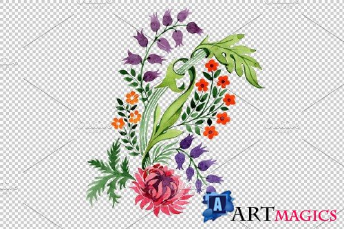 Floral ornament sunny watercolor png - 3890736